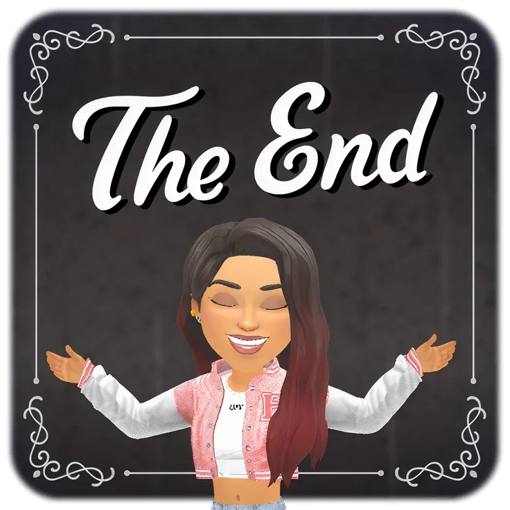 Comic-style 'the end' panel closing the portfolio