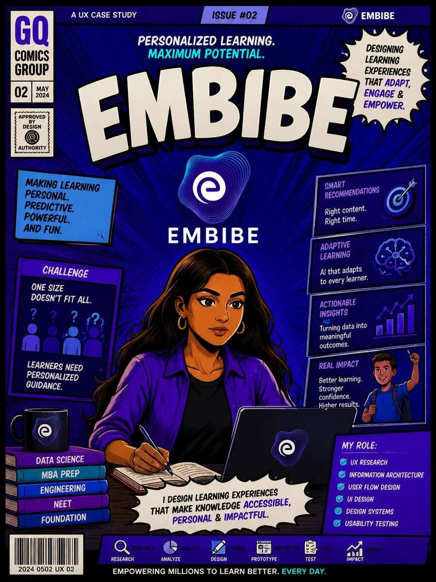 Embibe learning dashboard screens showing recommended practice